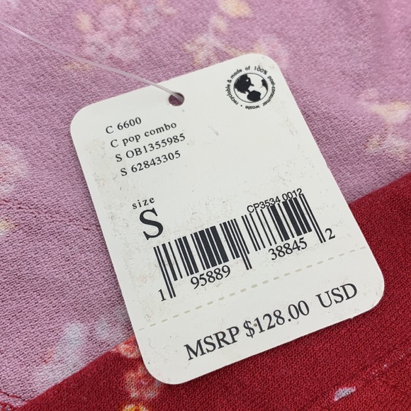 Free People Red Floral Good Days Long Sleeve Minidress Size Small - Picture 6 of 9